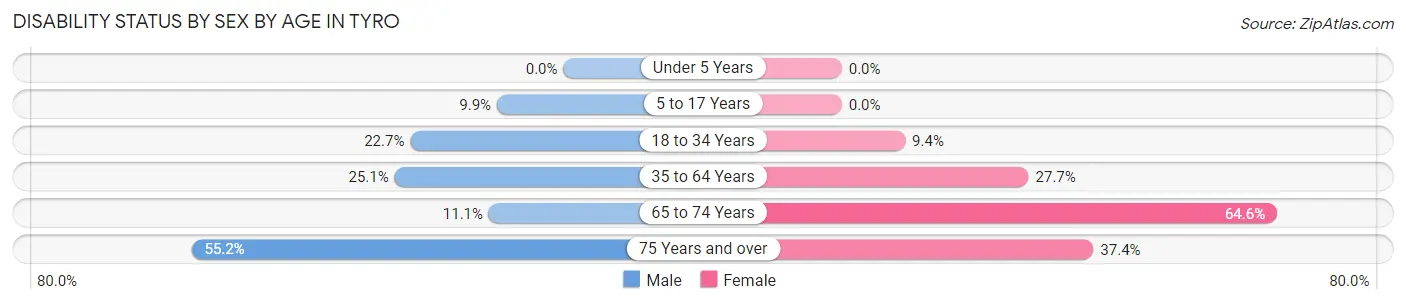 Disability Status by Sex by Age in Tyro