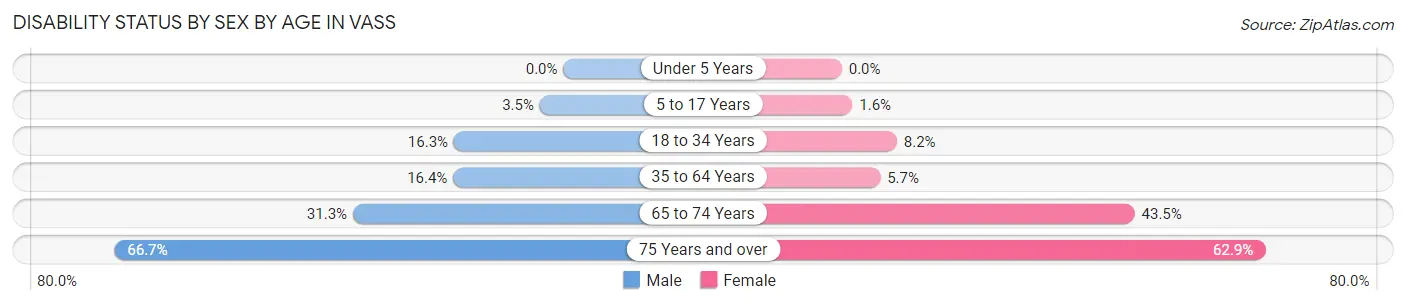 Disability Status by Sex by Age in Vass