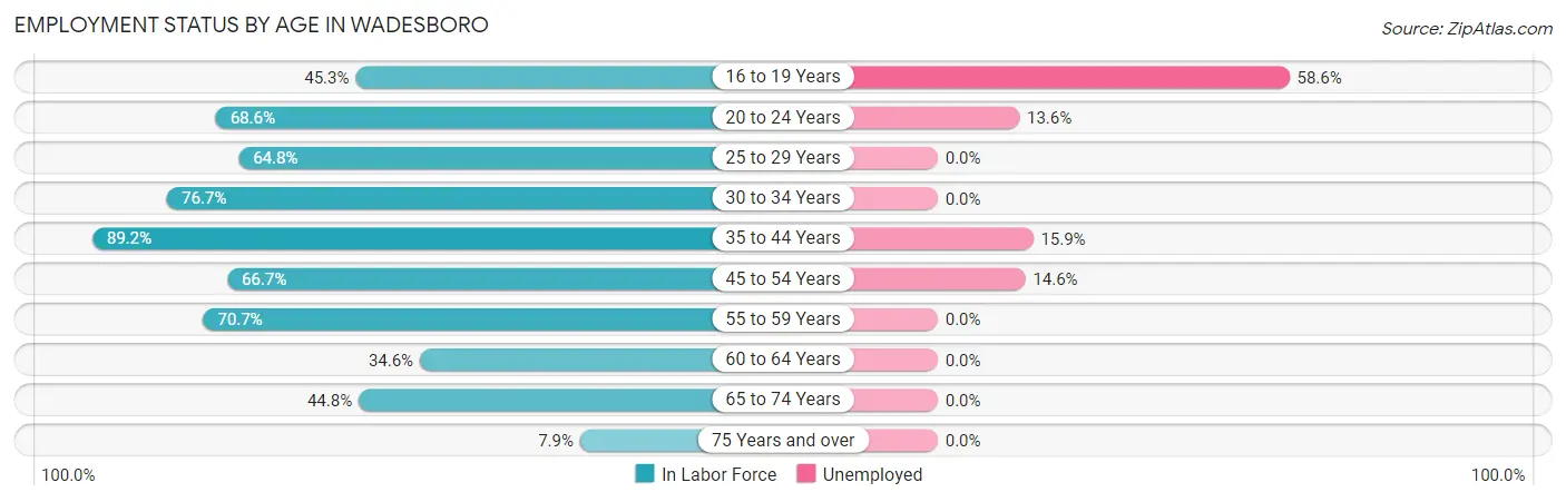 Employment Status by Age in Wadesboro