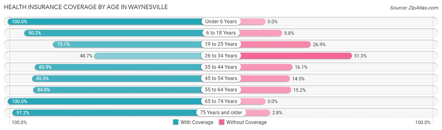 Health Insurance Coverage by Age in Waynesville