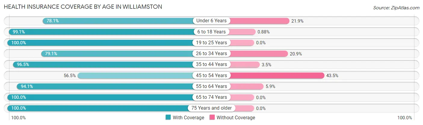 Health Insurance Coverage by Age in Williamston
