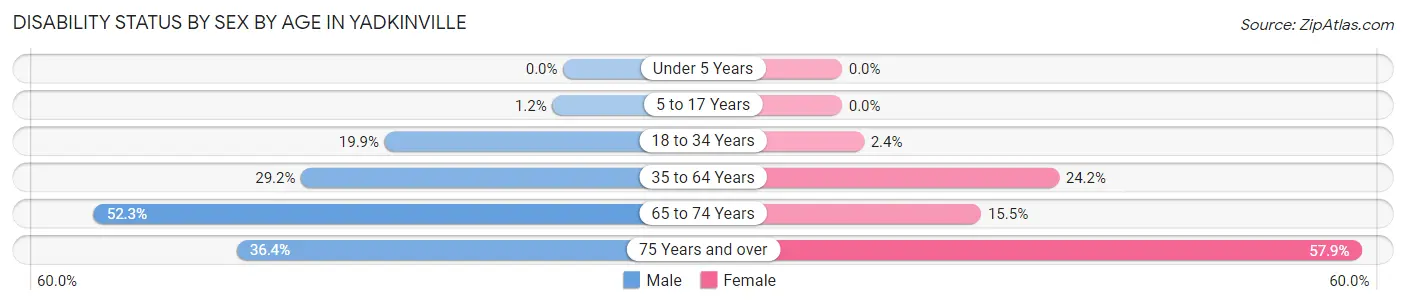 Disability Status by Sex by Age in Yadkinville