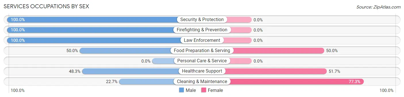 Services Occupations by Sex in Yadkinville