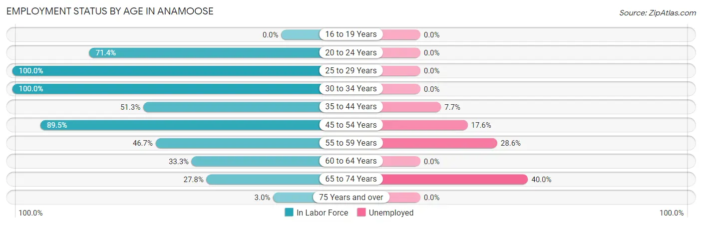 Employment Status by Age in Anamoose