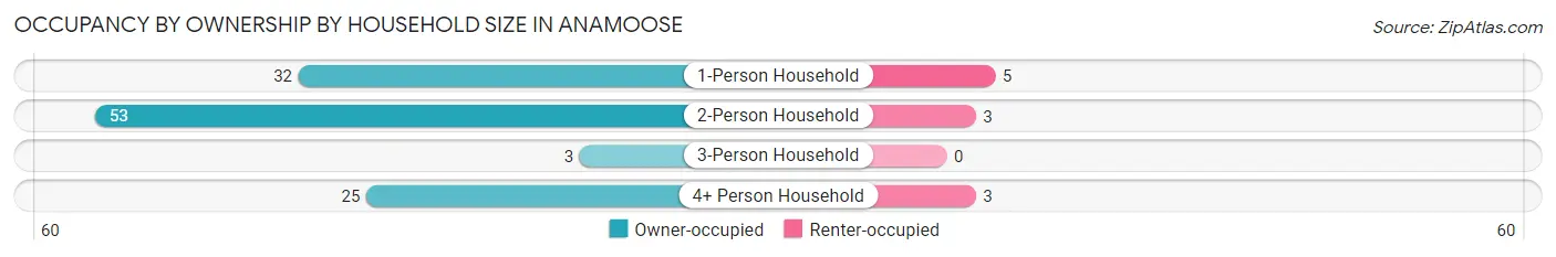 Occupancy by Ownership by Household Size in Anamoose