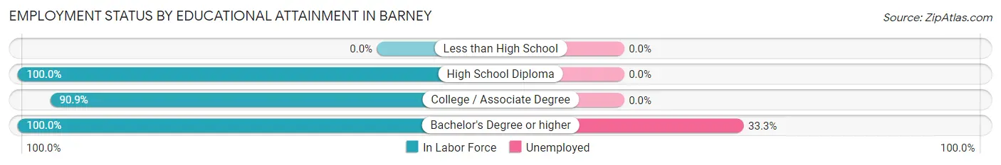 Employment Status by Educational Attainment in Barney