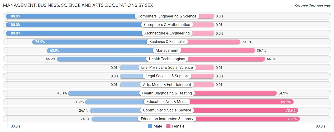 Management, Business, Science and Arts Occupations by Sex in Bottineau