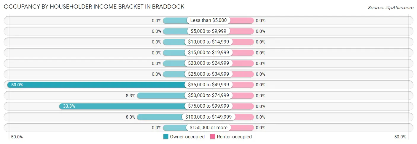 Occupancy by Householder Income Bracket in Braddock