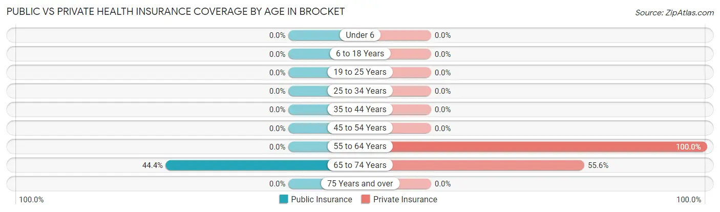 Public vs Private Health Insurance Coverage by Age in Brocket