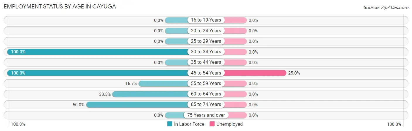 Employment Status by Age in Cayuga