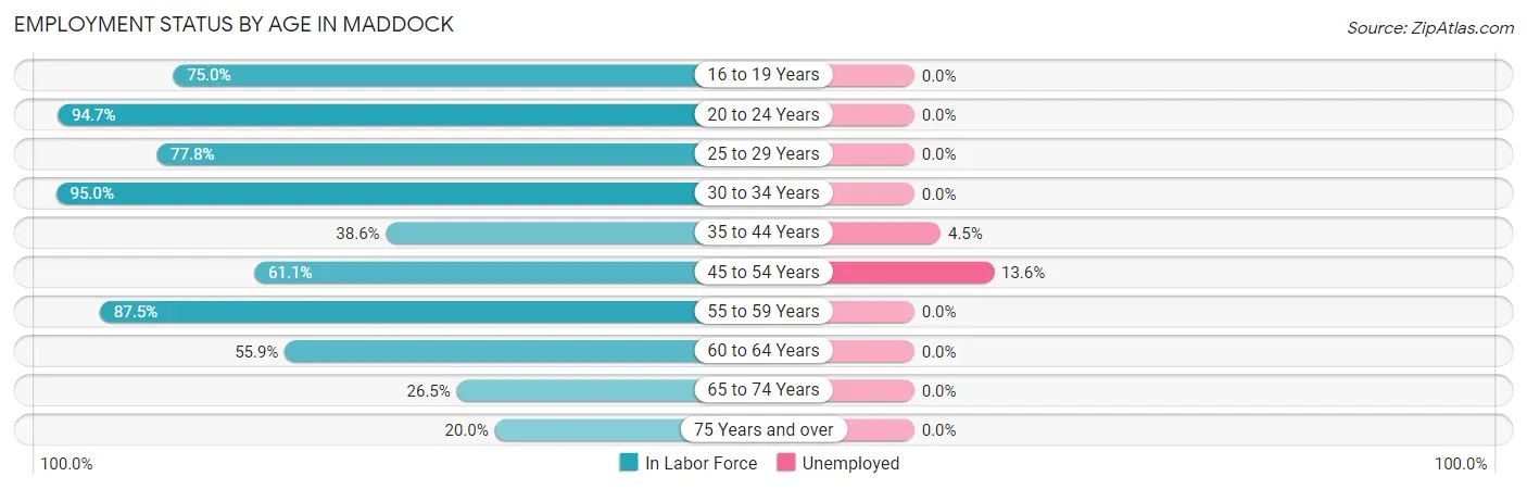 Employment Status by Age in Maddock