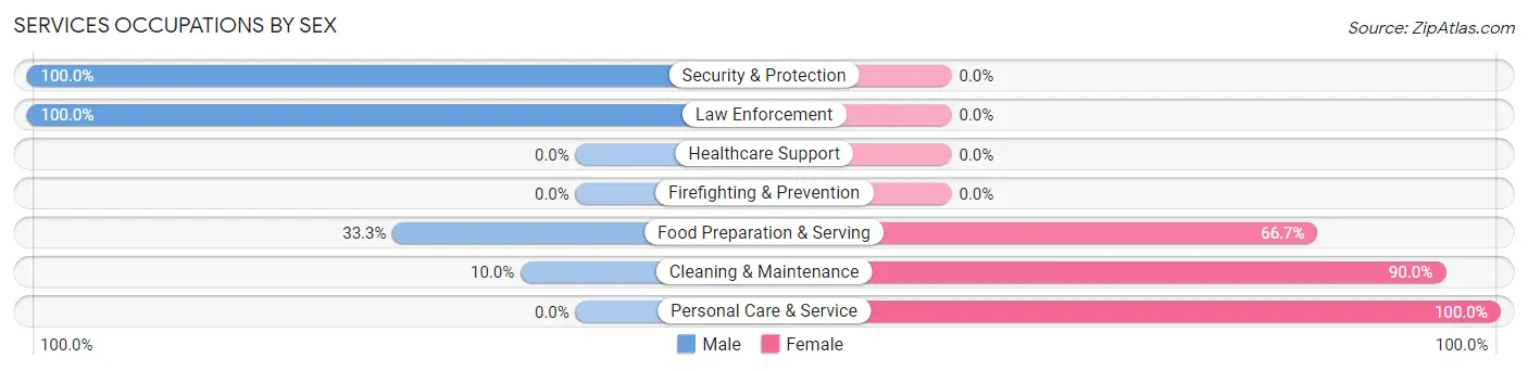Services Occupations by Sex in Maddock