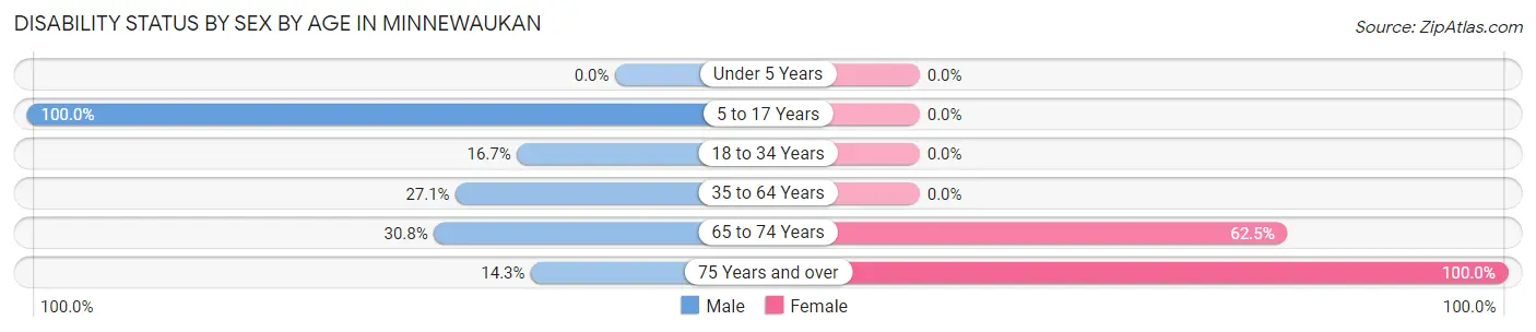 Disability Status by Sex by Age in Minnewaukan