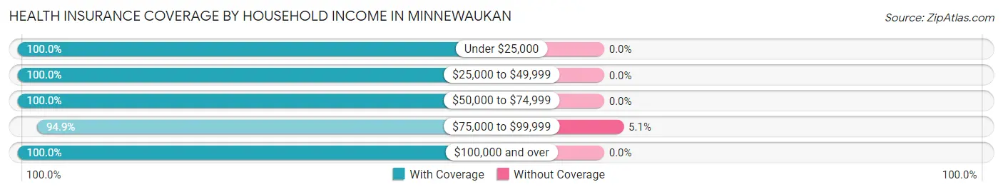 Health Insurance Coverage by Household Income in Minnewaukan
