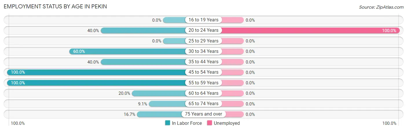 Employment Status by Age in Pekin