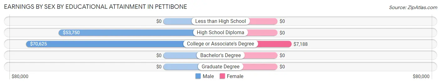 Earnings by Sex by Educational Attainment in Pettibone