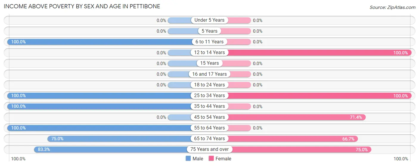 Income Above Poverty by Sex and Age in Pettibone
