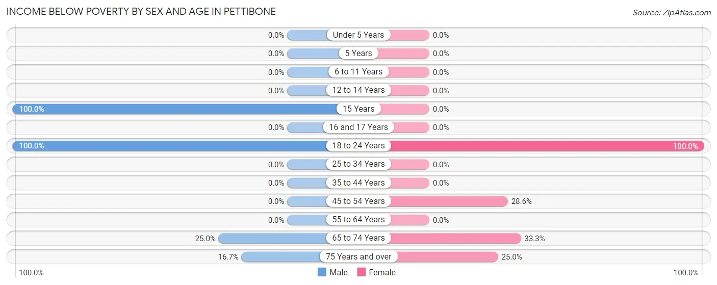 Income Below Poverty by Sex and Age in Pettibone