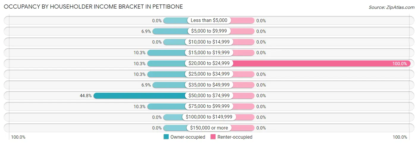 Occupancy by Householder Income Bracket in Pettibone