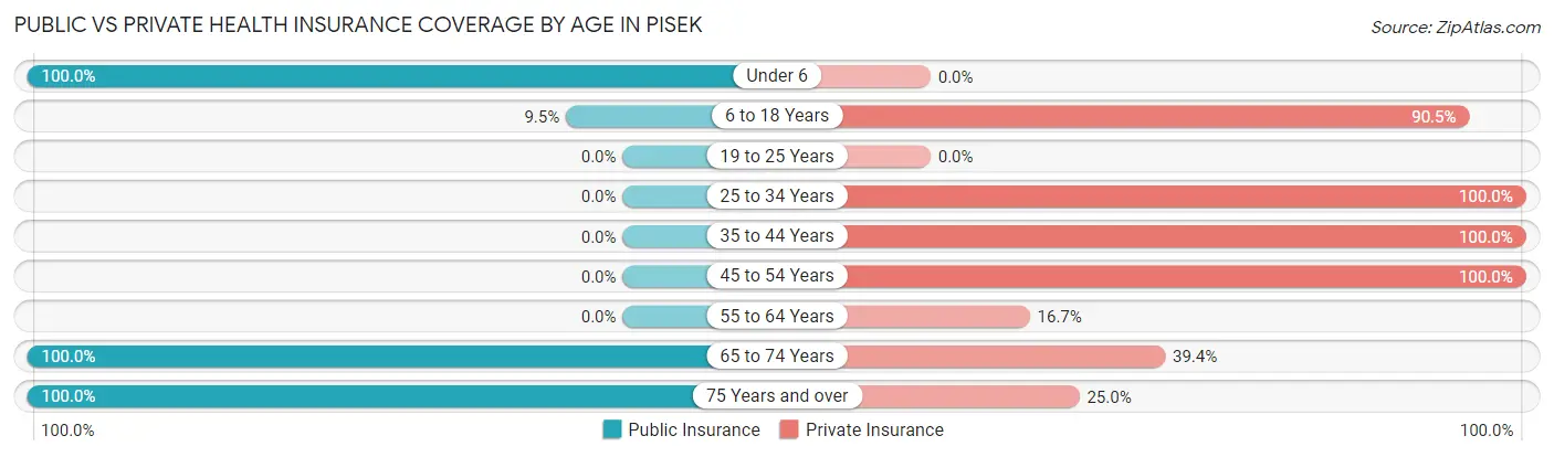 Public vs Private Health Insurance Coverage by Age in Pisek