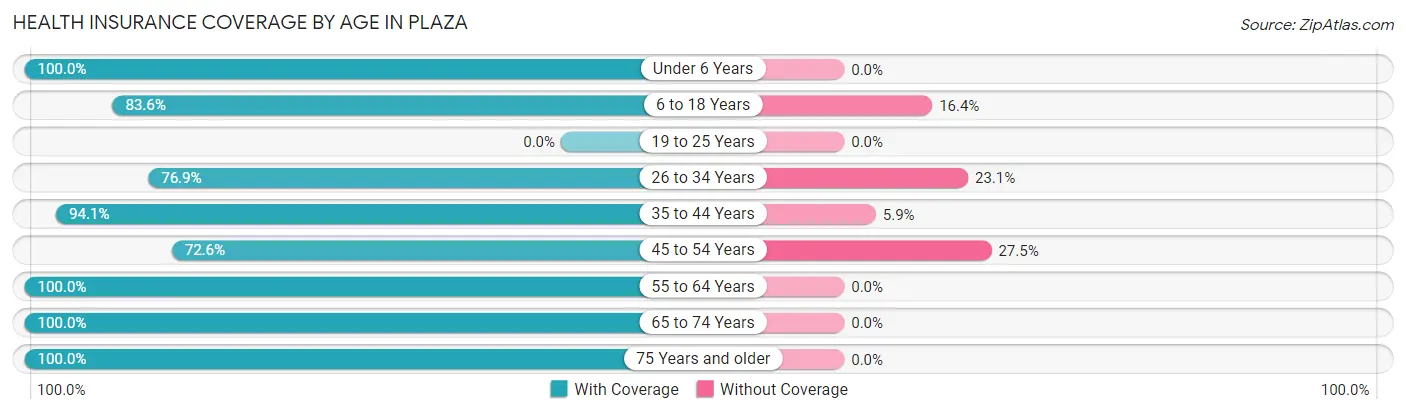 Health Insurance Coverage by Age in Plaza
