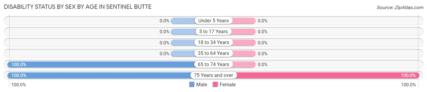 Disability Status by Sex by Age in Sentinel Butte