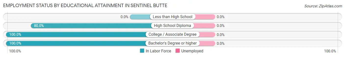 Employment Status by Educational Attainment in Sentinel Butte