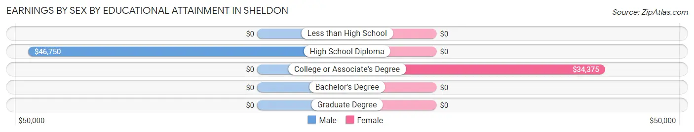 Earnings by Sex by Educational Attainment in Sheldon