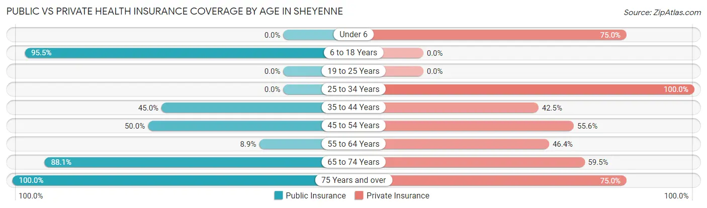 Public vs Private Health Insurance Coverage by Age in Sheyenne