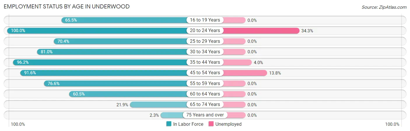 Employment Status by Age in Underwood