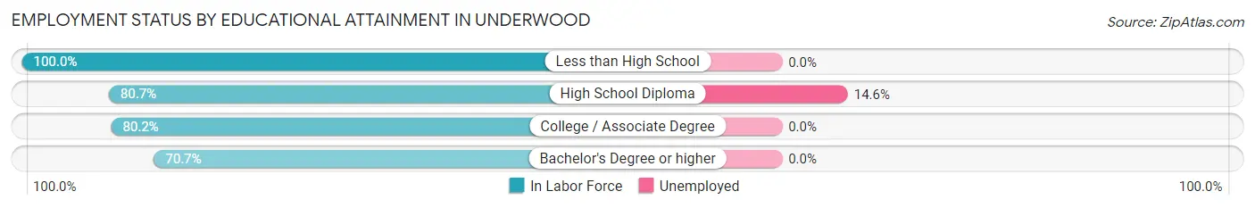 Employment Status by Educational Attainment in Underwood