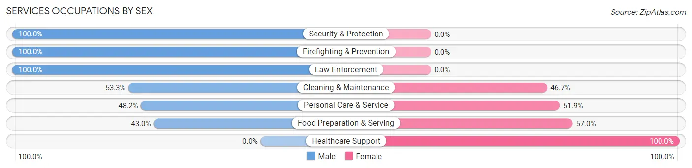 Services Occupations by Sex in Albion
