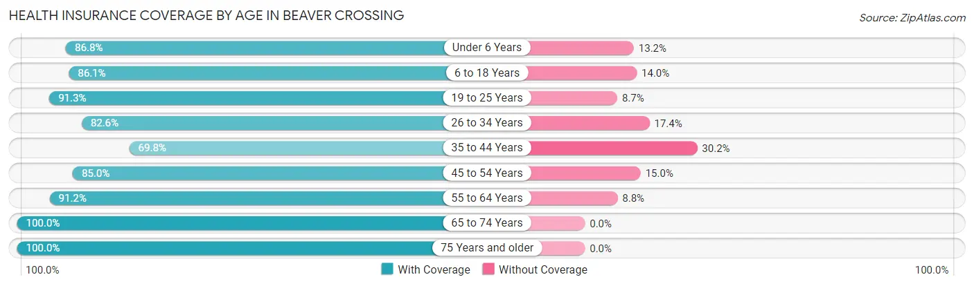 Health Insurance Coverage by Age in Beaver Crossing