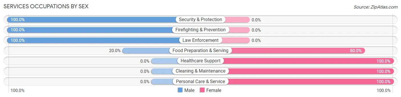 Services Occupations by Sex in Bellwood