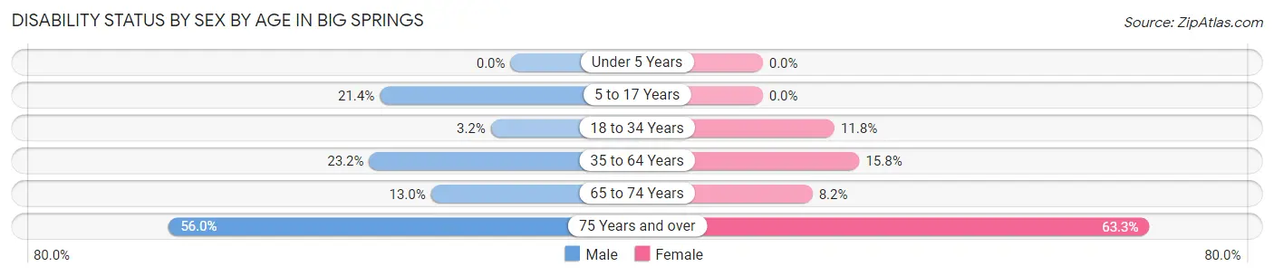 Disability Status by Sex by Age in Big Springs