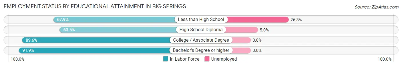 Employment Status by Educational Attainment in Big Springs