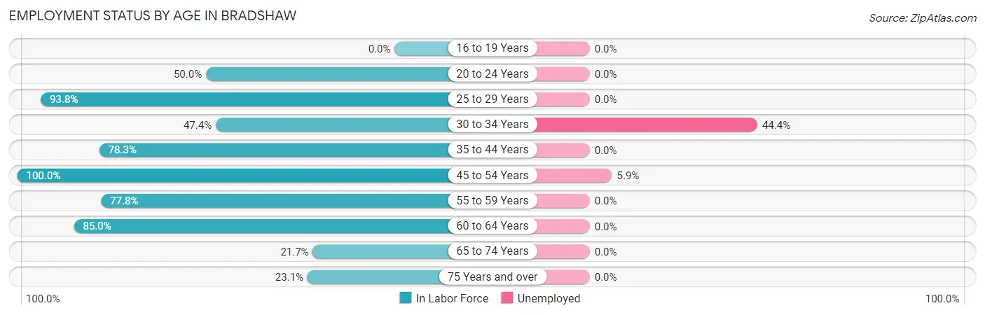 Employment Status by Age in Bradshaw