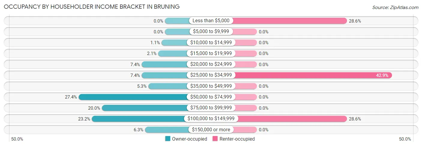 Occupancy by Householder Income Bracket in Bruning