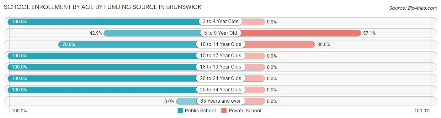 School Enrollment by Age by Funding Source in Brunswick