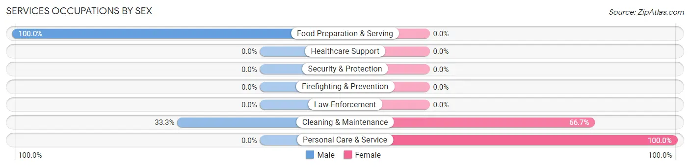 Services Occupations by Sex in Burchard