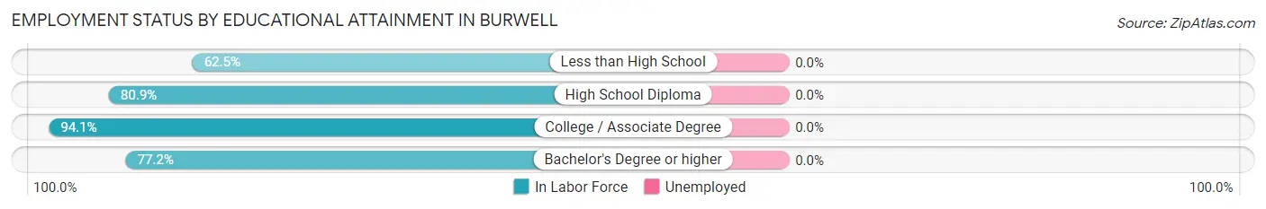 Employment Status by Educational Attainment in Burwell