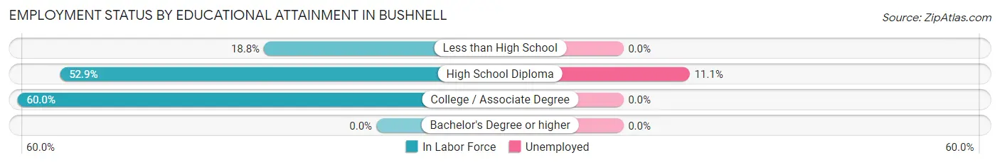 Employment Status by Educational Attainment in Bushnell