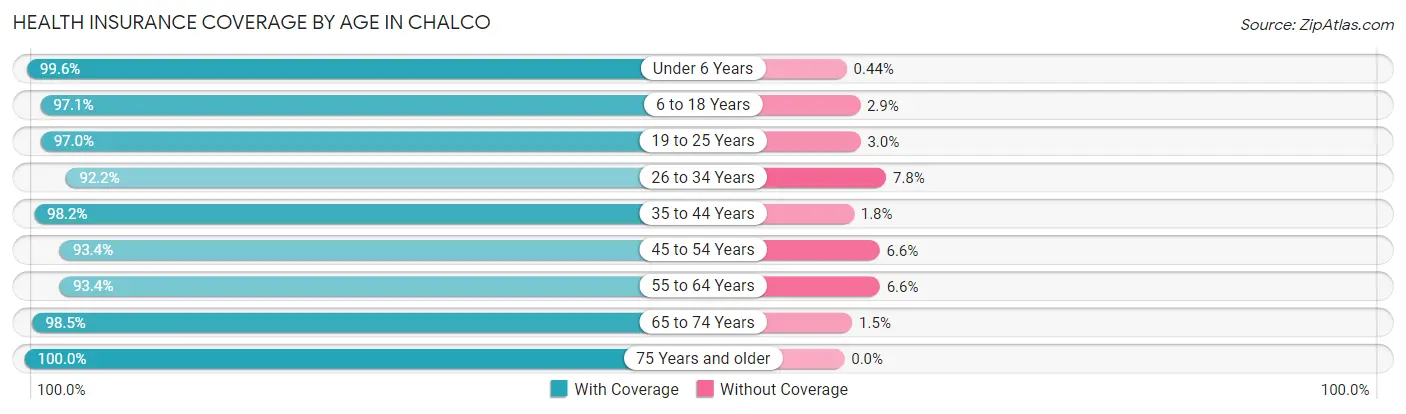 Health Insurance Coverage by Age in Chalco