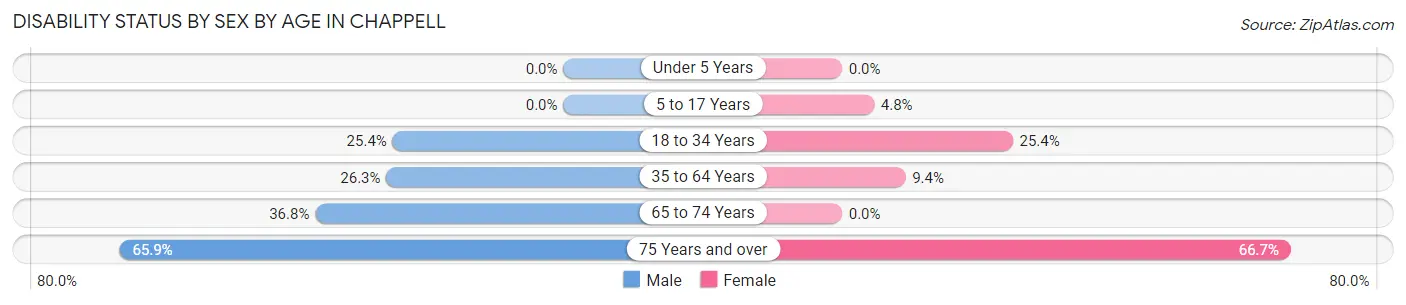 Disability Status by Sex by Age in Chappell