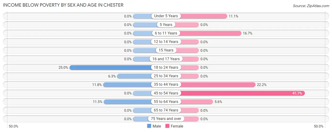 Income Below Poverty by Sex and Age in Chester