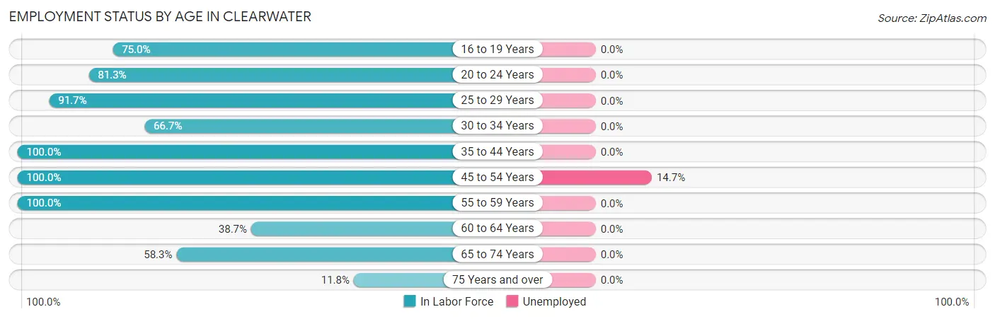 Employment Status by Age in Clearwater