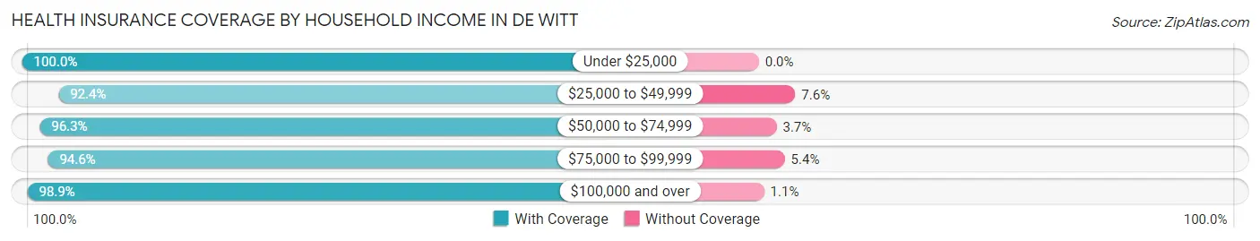 Health Insurance Coverage by Household Income in De Witt