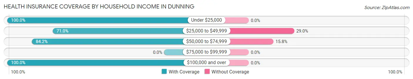 Health Insurance Coverage by Household Income in Dunning