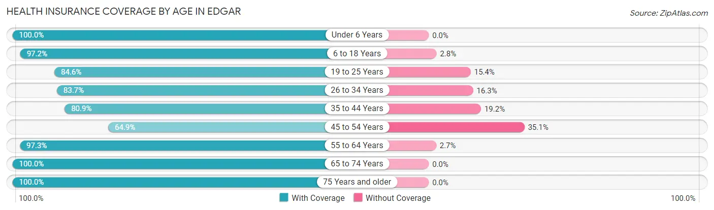 Health Insurance Coverage by Age in Edgar