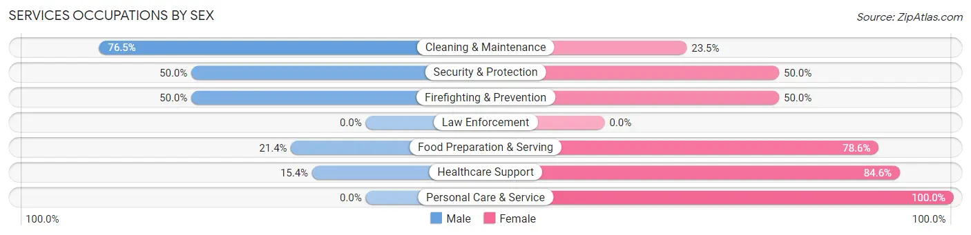 Services Occupations by Sex in Elm Creek